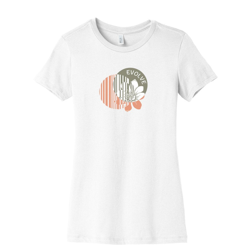 EVOLVE WHITE WOMENS GRAPHIC TEE FRONT