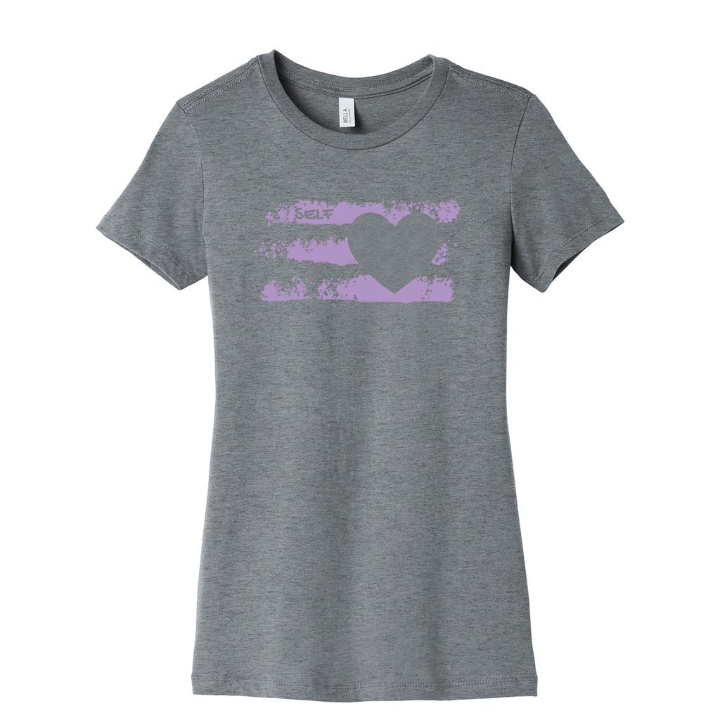 SELF LOVE WOMENS HEATHER GREY GRAPHIC TEE FRONT