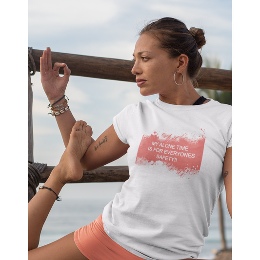 ALONE TIME WOMENS WITE GRAPHIC TEE YOGA WOMAN