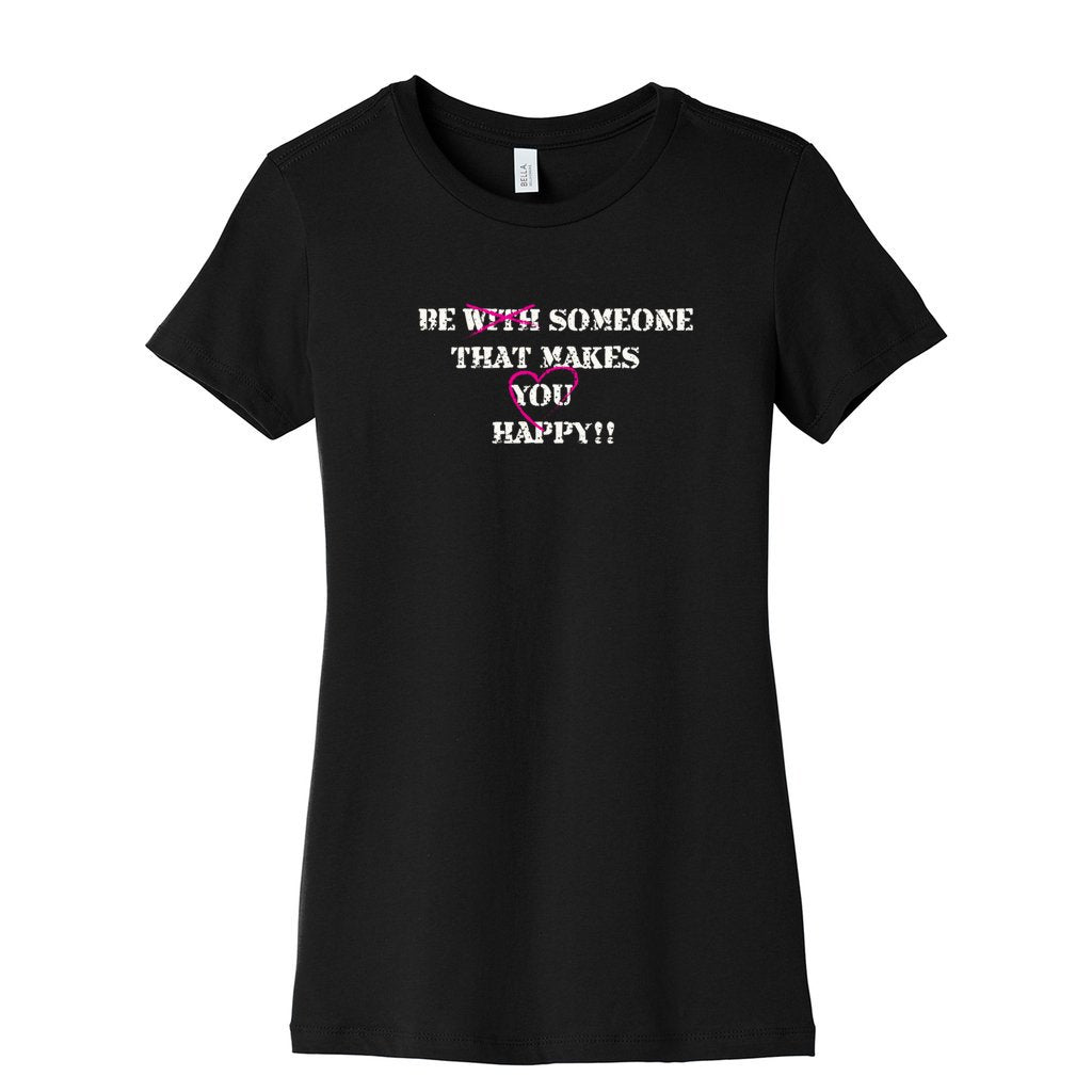 MAKE YOU HAPPY WOMENS BLACK GRAPHIC TEE FRONT