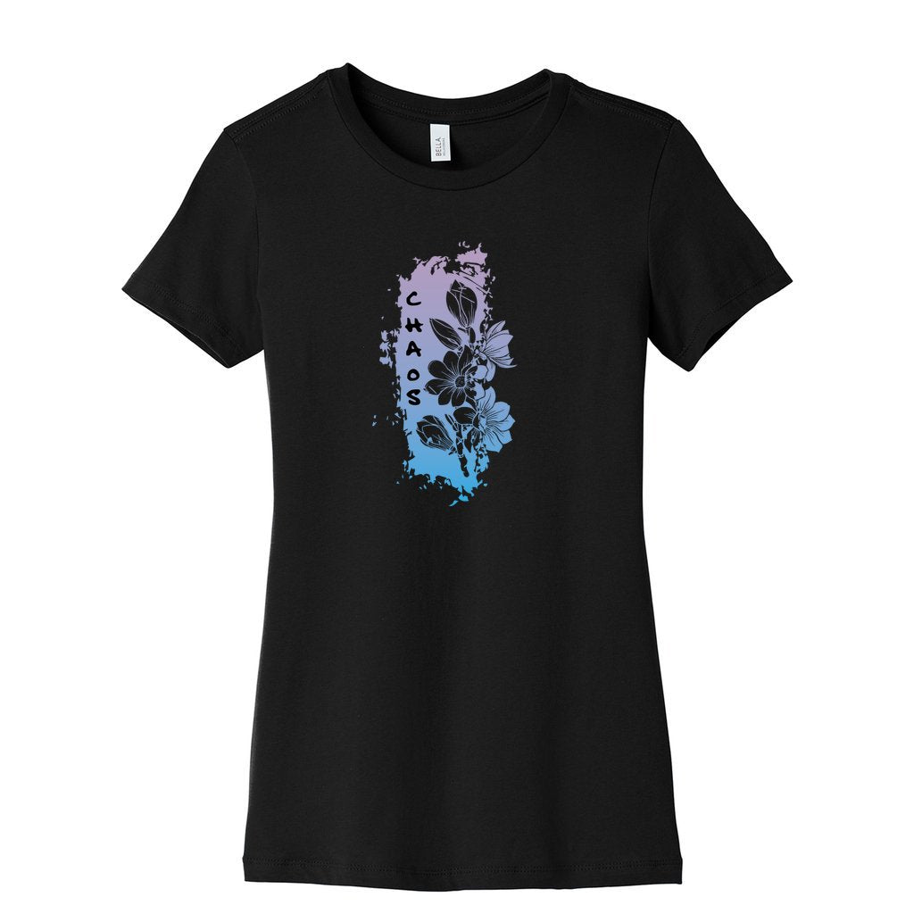 CHAOS WOMENS GRAPHIC BLACK TEE FRONT