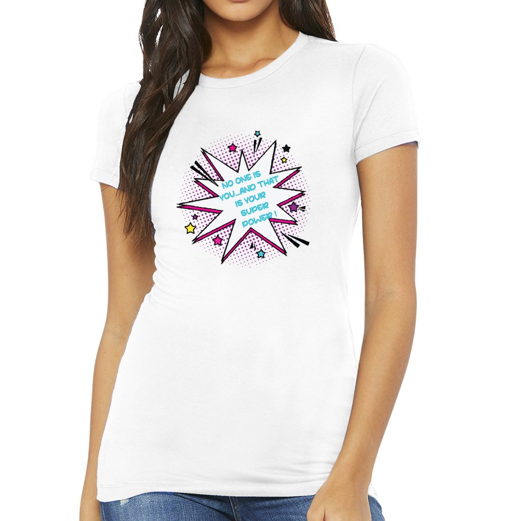 SUPER POWER WOMENS WHITE GRAPHIC TEE