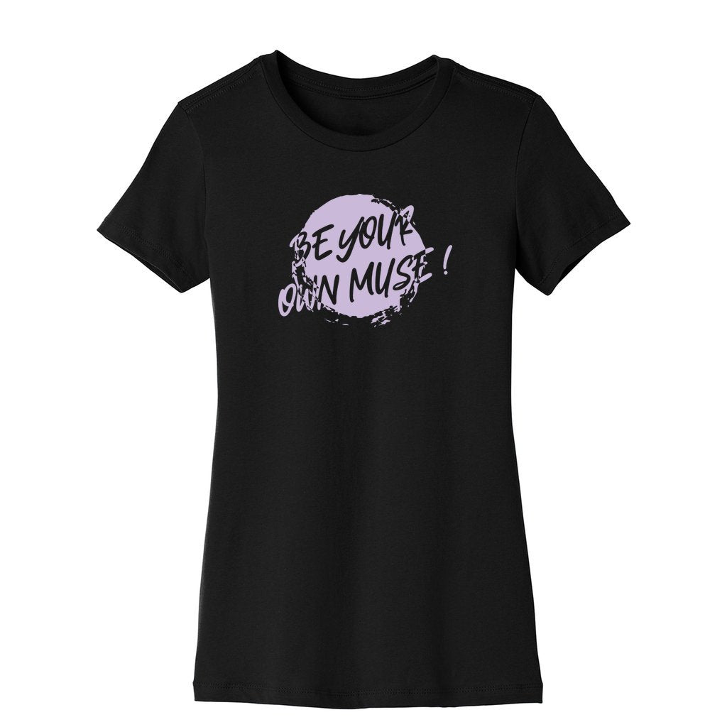 YOUR OWN MUSE WOMENS BLACK GRAPHIC TEE FRONT